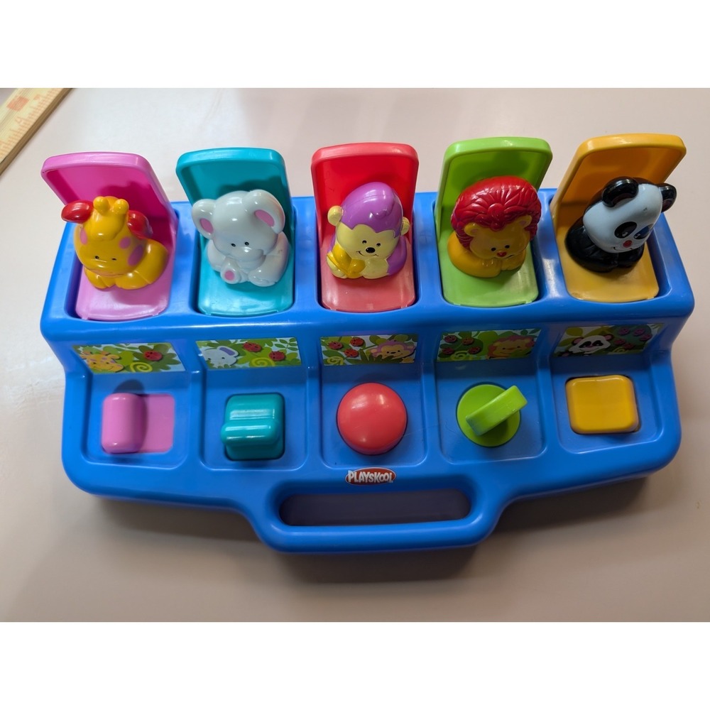 Vintage 1995 Playskool Poppin Pals Pop Up Jungle Zoo Animals Baby Toddler Toy